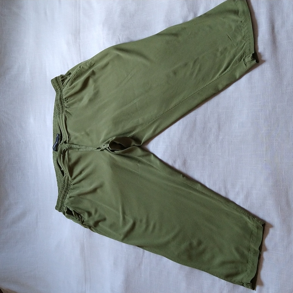 Torrid Taper Green Stretch Challis Pants high rise Tie Front Pants size 3 / 3X - Picture 4 of 15